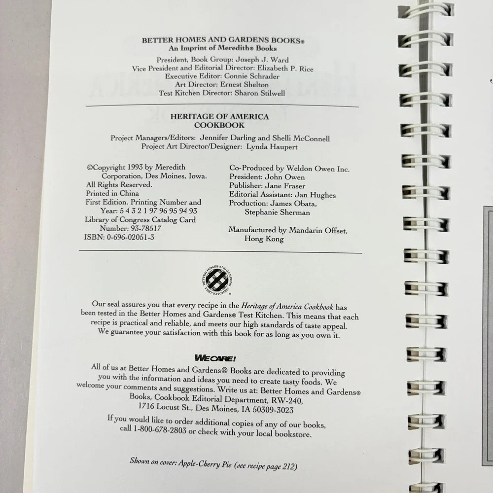 Better Homes Gardens Heritage of America Cookbook Kitchen Companion 1993 1st Ed